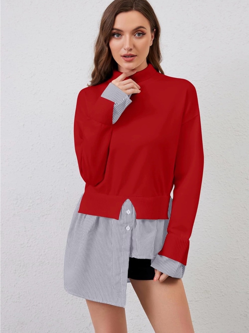 Women’s Red Layered Mock Neck Top size small